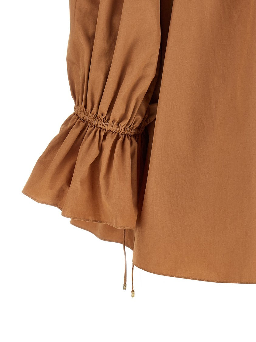Chloé Flared Cotton Poplin Blouse With Ruffle Details