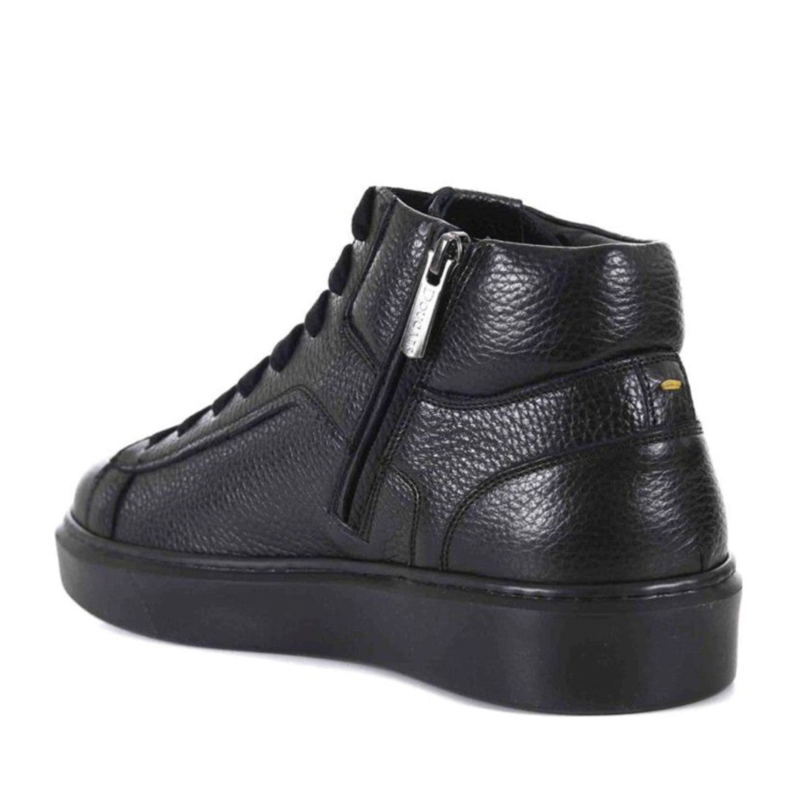 Doucal's Black High-Top Textured Leather Sneakers