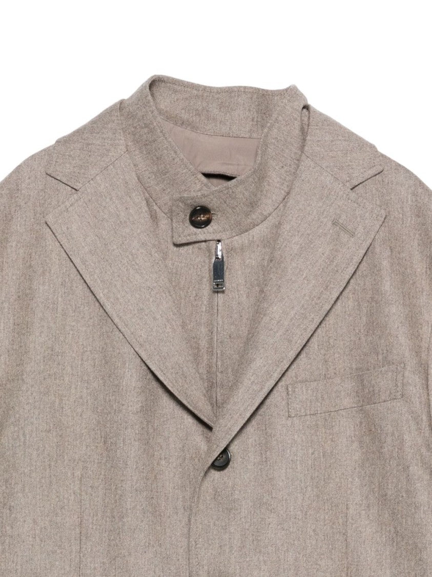 Incotex Tailored Grey Jacket With Stand Collar