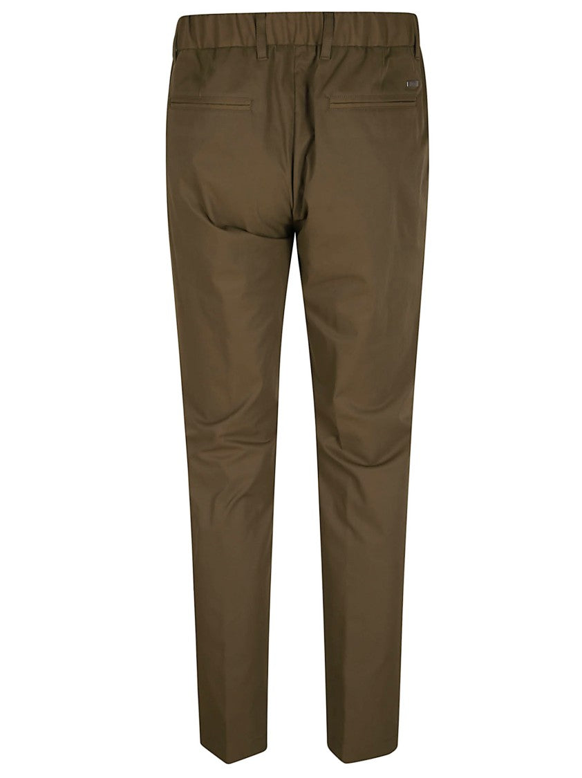 Herno Regular Fit Green Trousers With Elasticated Waist And Practical Pockets