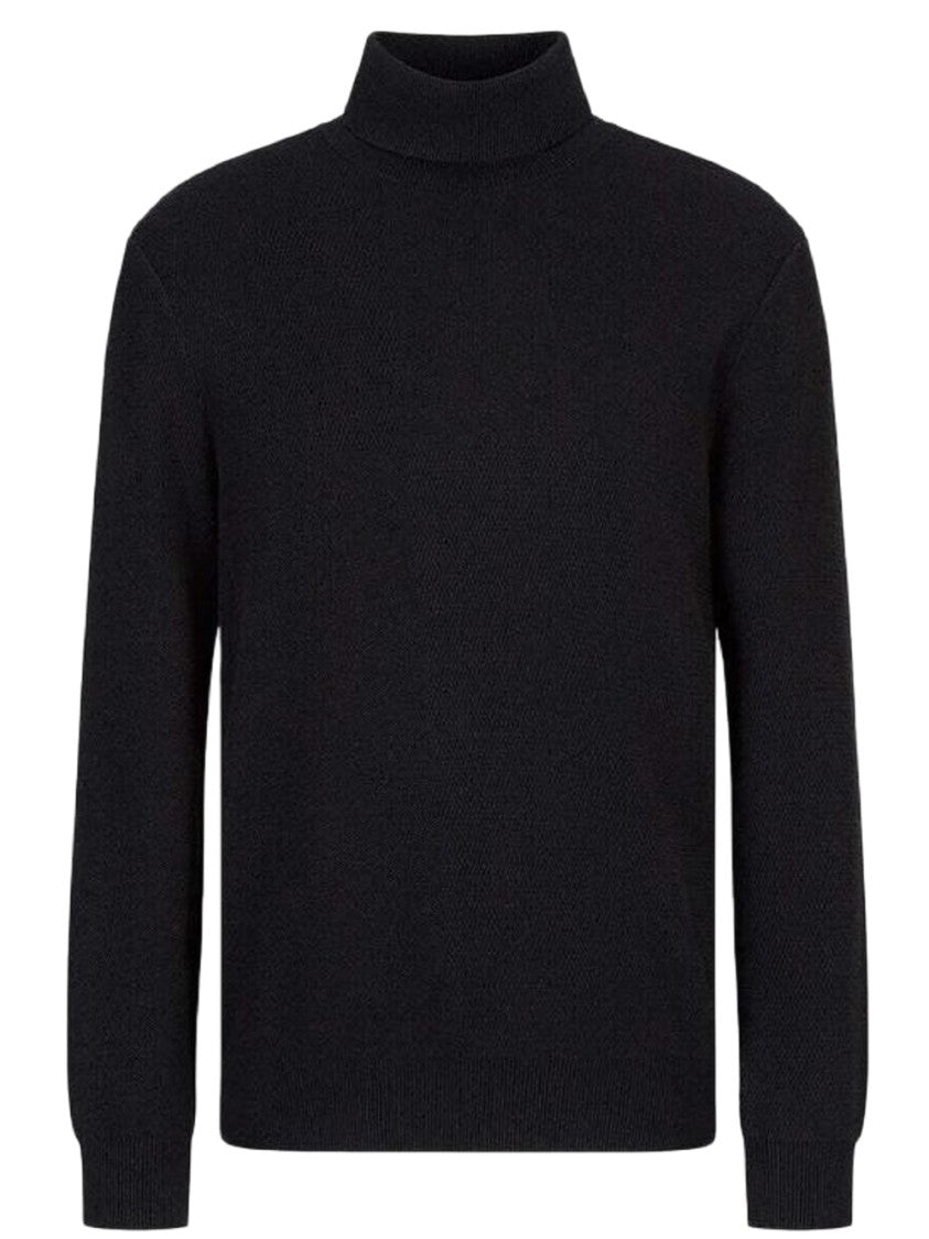 Armani Exchange Black Knitted Turtleneck Sweater