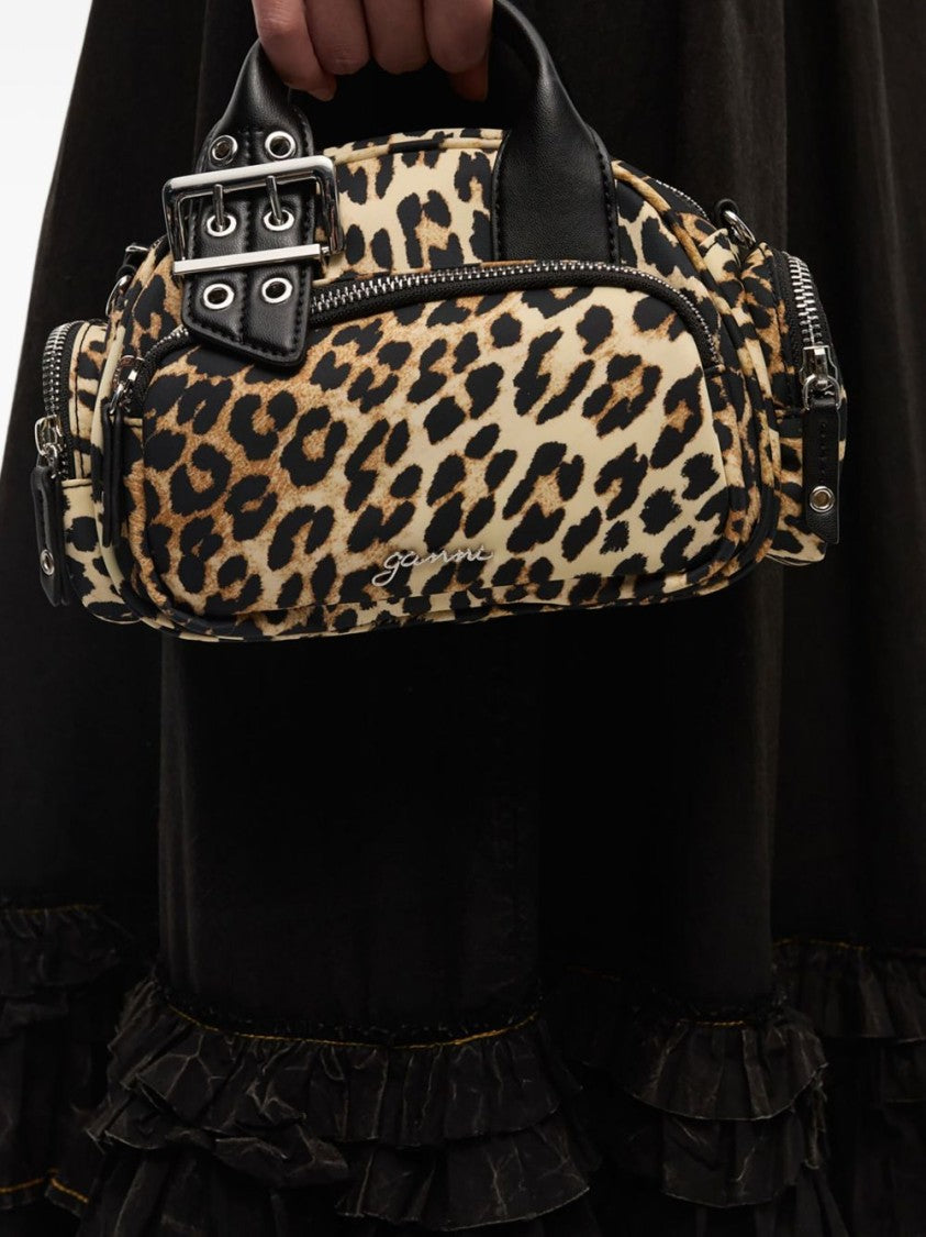 Ganni Multicolour Nylon Handbag With Bold Leopard Print