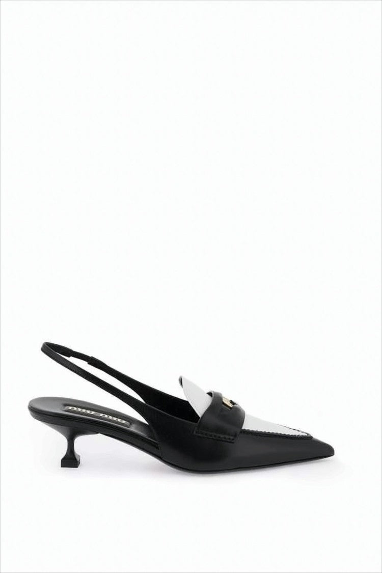 Miu Miu Pointed-Toe Slingback Pumps With Low Sculpted Heel