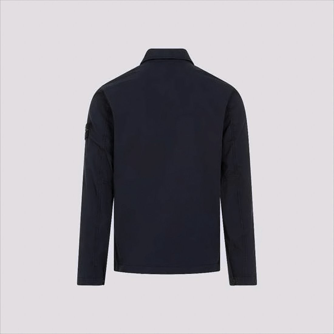 Stone Island Structured Blue Jacket With Front Zipper Closure