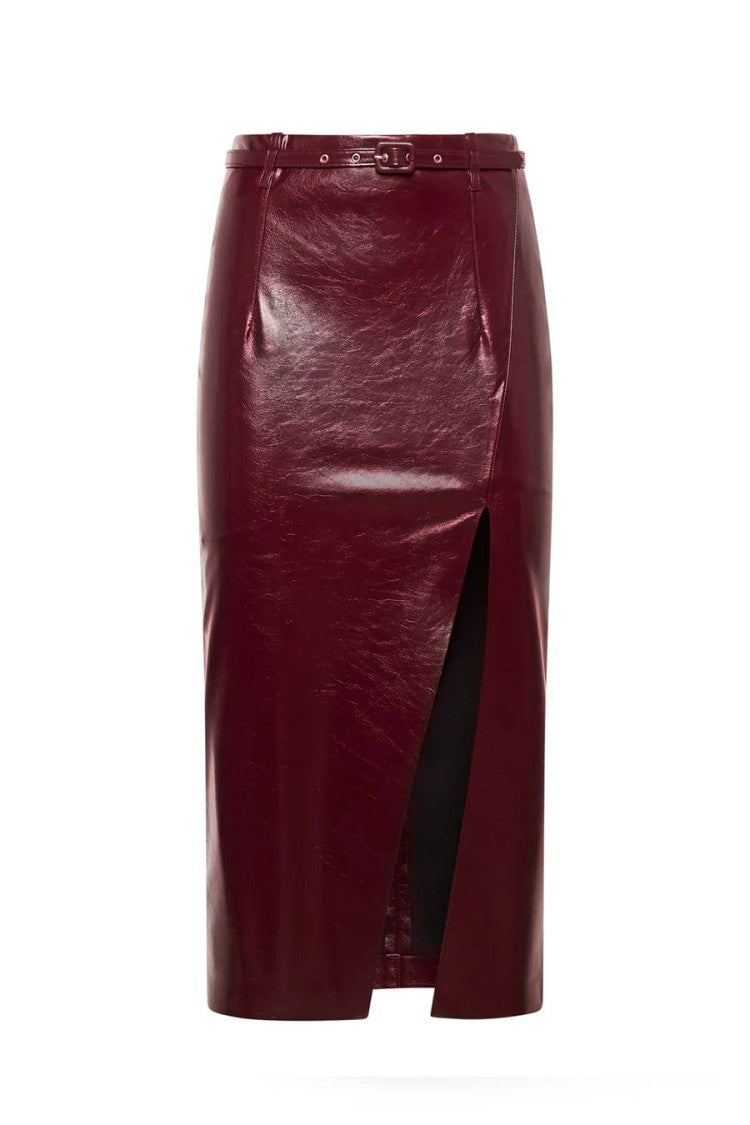 Simona Corsellini Burgundy Crepe Midi Skirt
