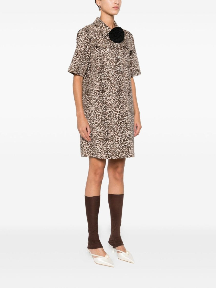 Liu Jo Beige Mini Dress With Leopard Print