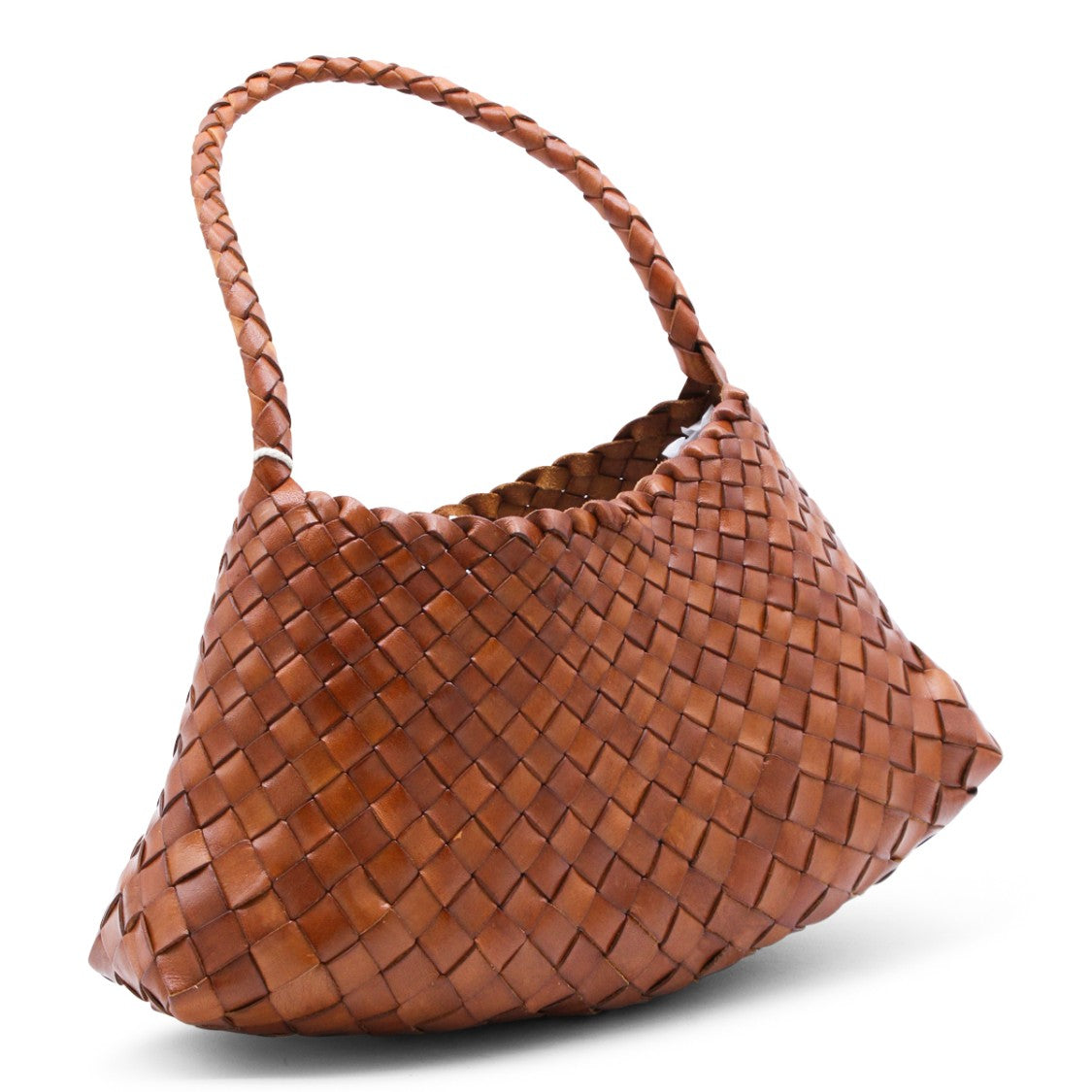 Dragon Diffusion Tan Leather Shoulder Bag With Knitted Construction