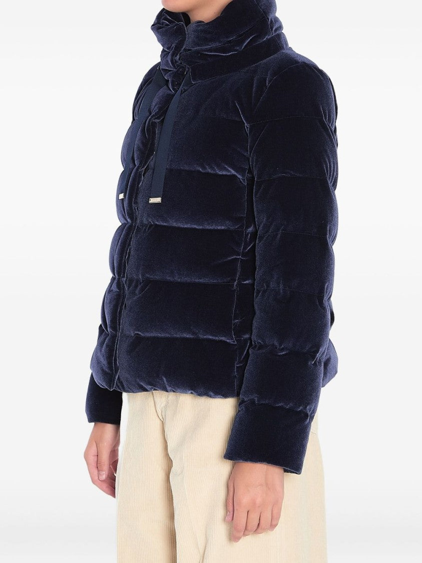 Herno Plush Quilted Blue Coat