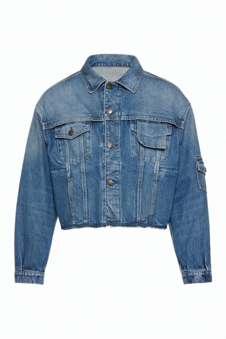 Maison Margiela Cropped Denim Jacket With Classic Collar