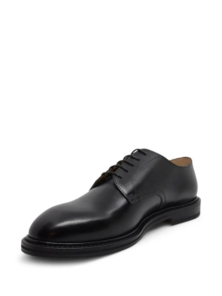 Henderson Black Derby Polished Closed Lacing Leather Formal Shoes