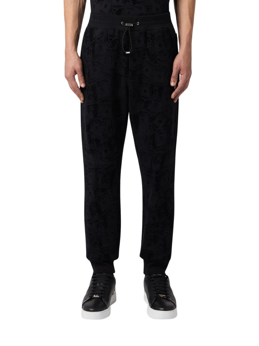 Philipp Plein Black Dollar And Skull Print Jogging Pants