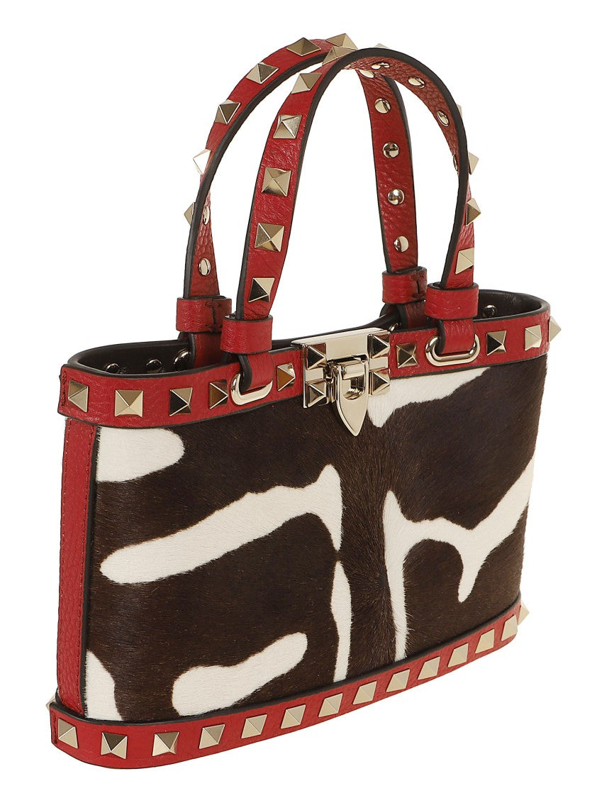 Valentino Garavani Rockstud Mini Tote Bag In Animal Print Calfskin