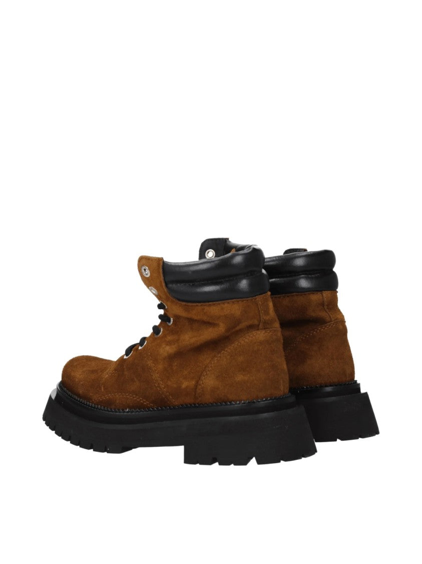 Ami Paris Lace-Up Suede Ankle Boots