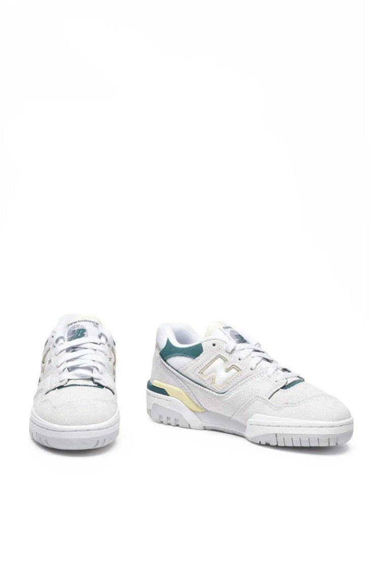New Balance White Leather Polyester Rubber Women's Sneakers
