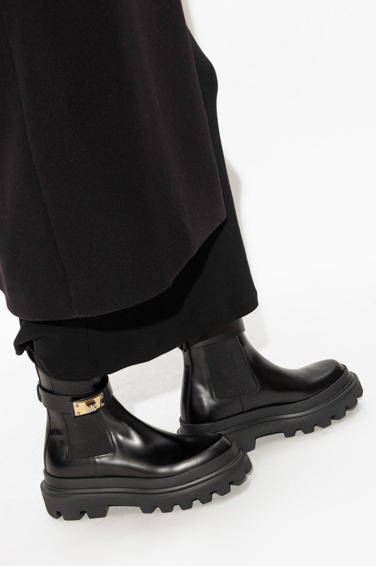 Dolce & Gabbana Black Calf Leather Chelsea Boots