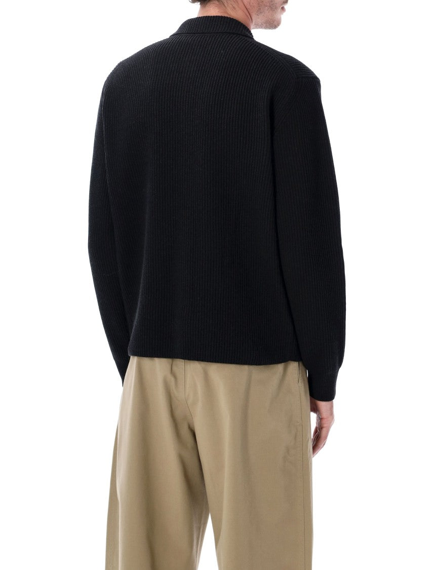Auralee Super Fine Wool Rib Knit Shirt Cardigan