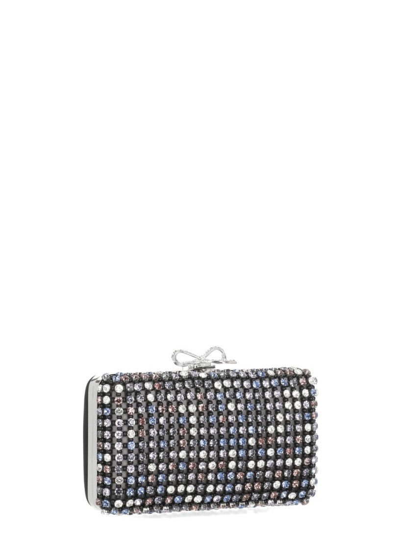Self-Portrait Crystal-Embellished Chainmail Clutch Bag