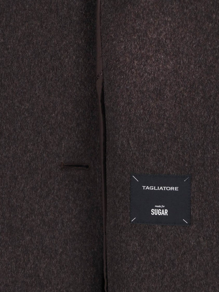Tagliatore Double-Breasted Virgin Wool Coat With Notched Lapel And Elegant Belt
