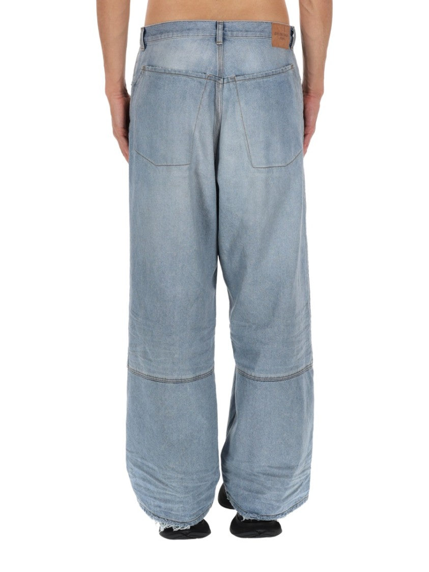Balenciaga Light Blue Baggy-Fit Jeans With Distressed Details And Classic Five-Pocket Design