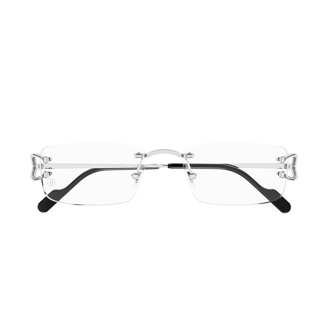 Cartier Silver Decor C Classique Metal Rectangular Eyeglasses