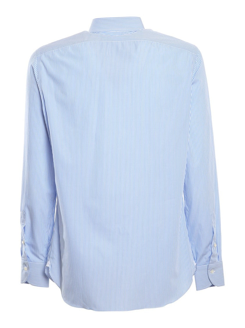 Borriello Light Blue Striped Cotton Shirt With Mother-Of-Pearl Buttons