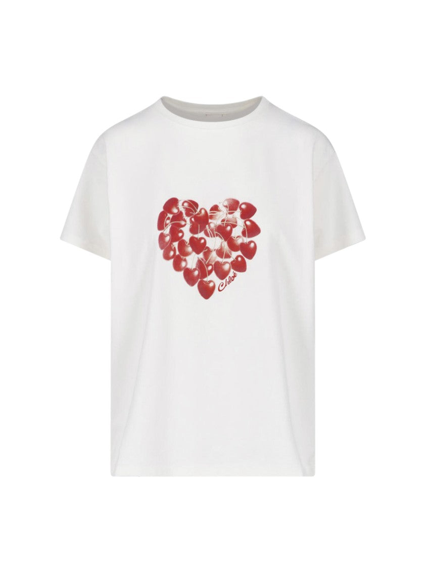 Chloé Graphic Cherry Heart Short-Sleeve T-Shirt