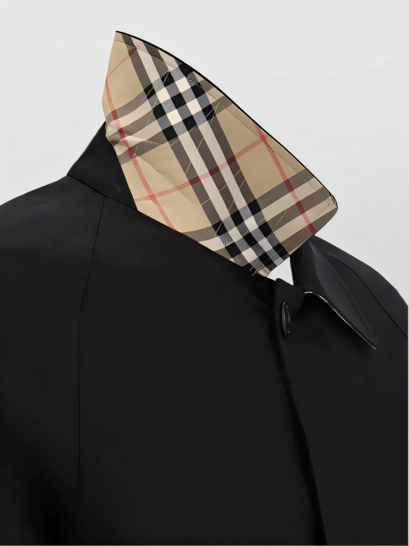 Burberry Black Cotton Cape With Classic Collar