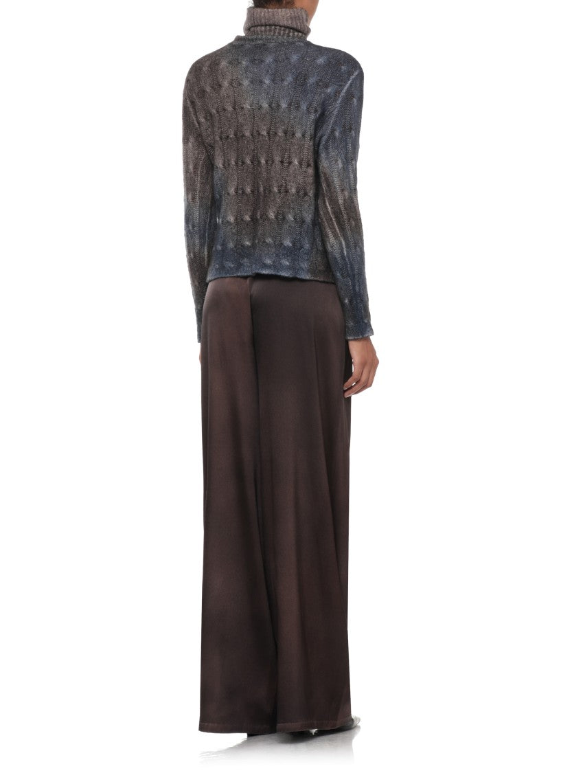 Avant Toi Brown Blue Woven High-Neck Sweater