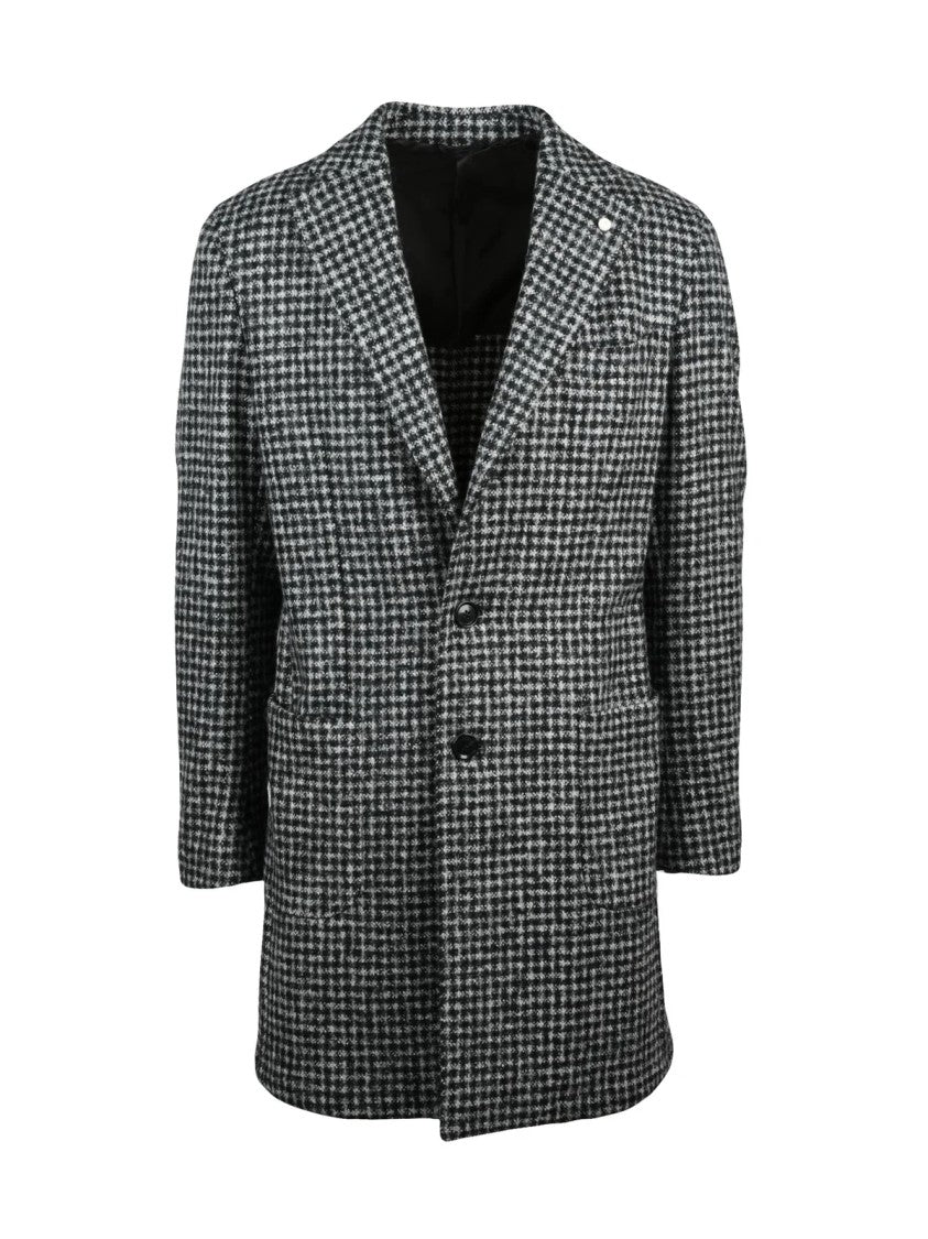 Luigi Bianchi Grey-Black Wool-Blend Coat