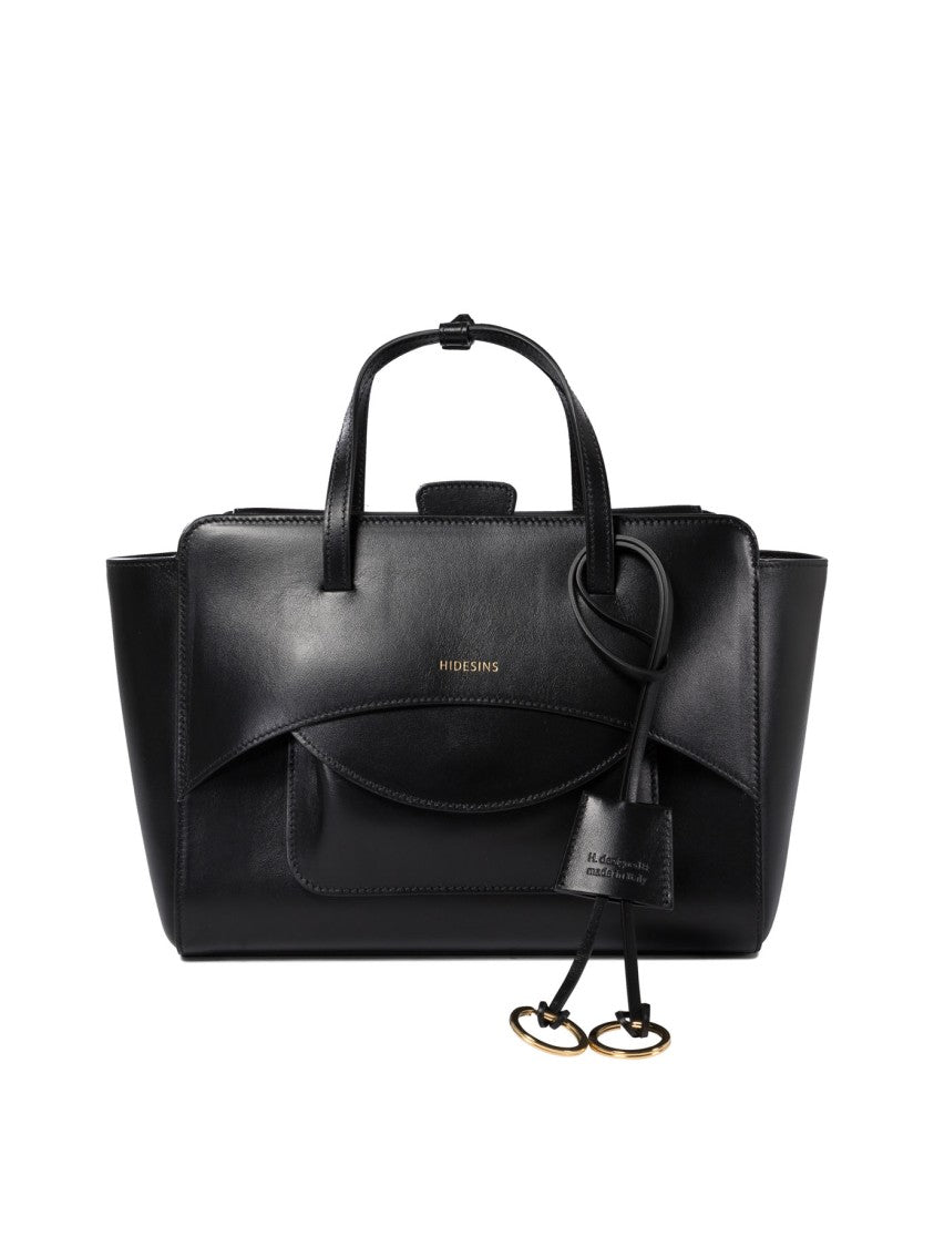 Hidesins Rectangular Black Leather Handbag