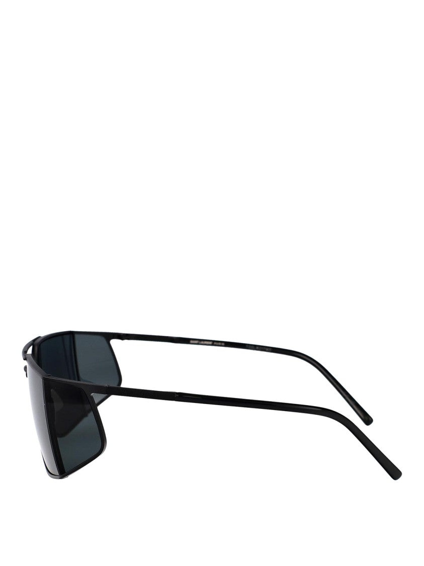 Saint Laurent Angular Metal Frame Sunglasses With Dark Lenses