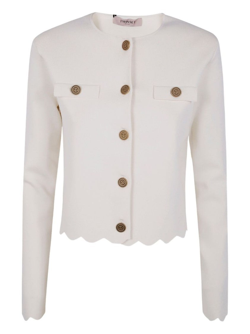 Twin-Set Cropped White Cardigan