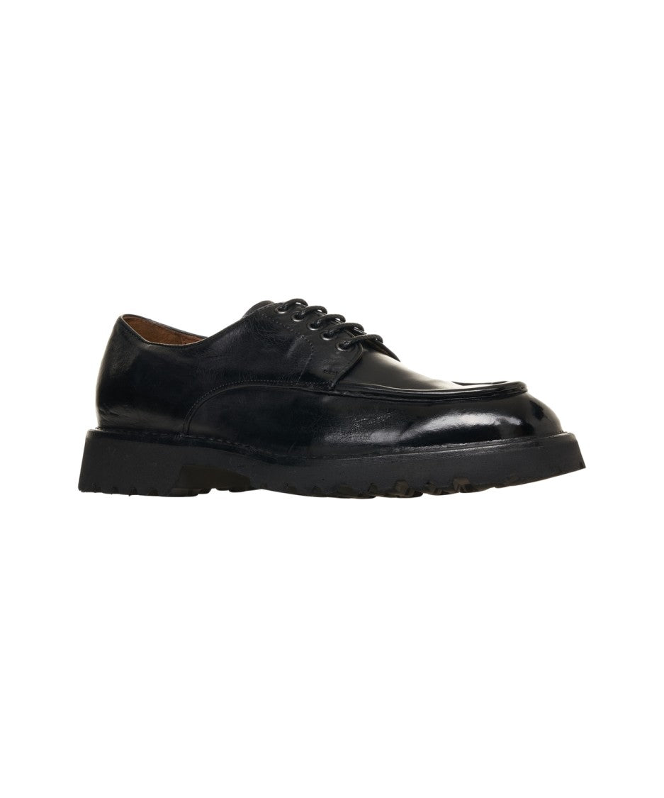 Green George Lace-Up Shoes With Rounded Oxford Silhouette