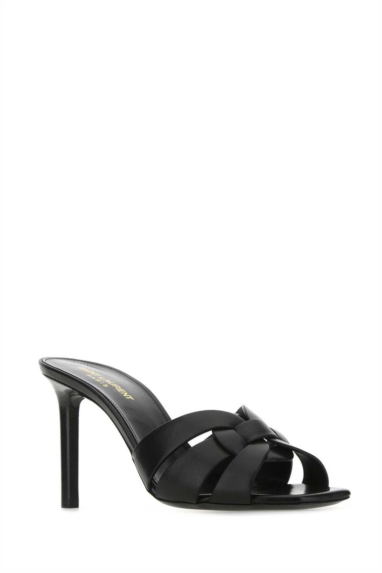 Saint Laurent Black Leather Tribute 85 Mules