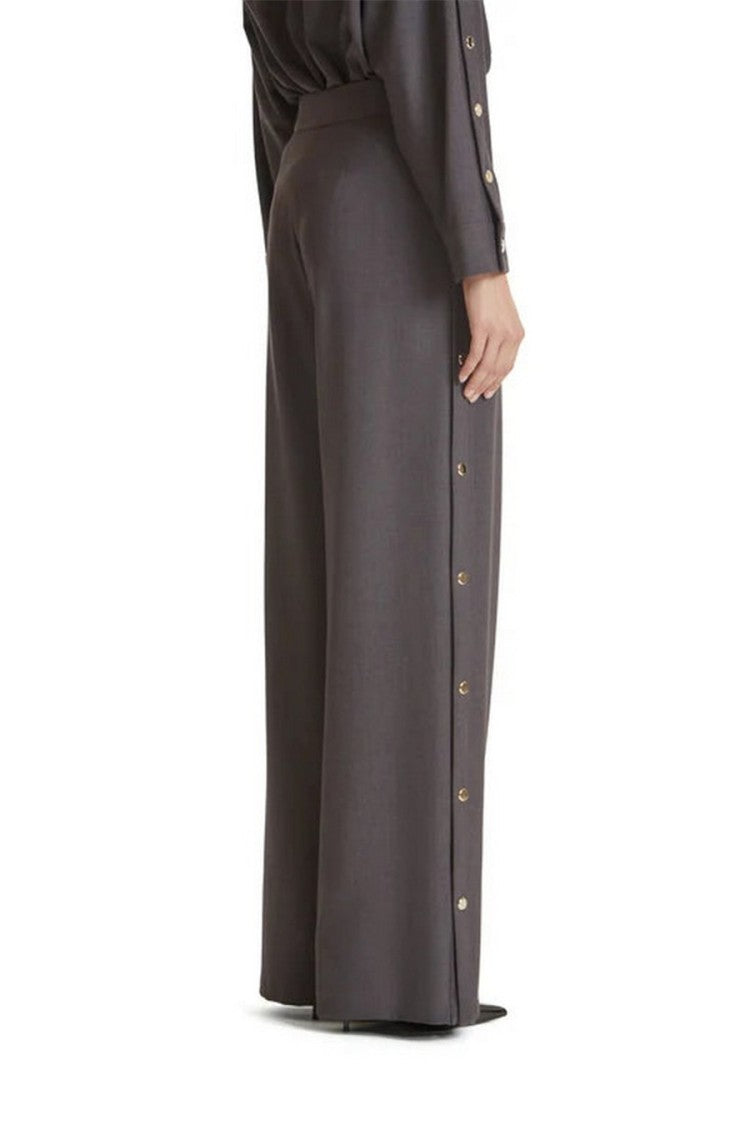 Simona Corsellini Grey Polyester-Viscose Blend Wide-Leg Cropped Trousers