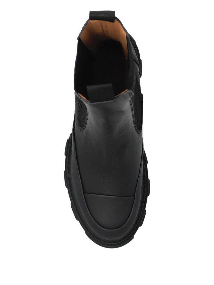 Ganni Black Chunky Sole Slip-On Elastic Boots