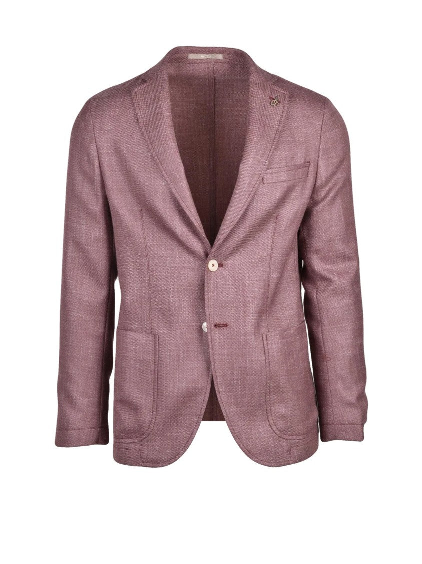 Paoloni Red Unlined Rounded Virgin Wool-Blend Jacket
