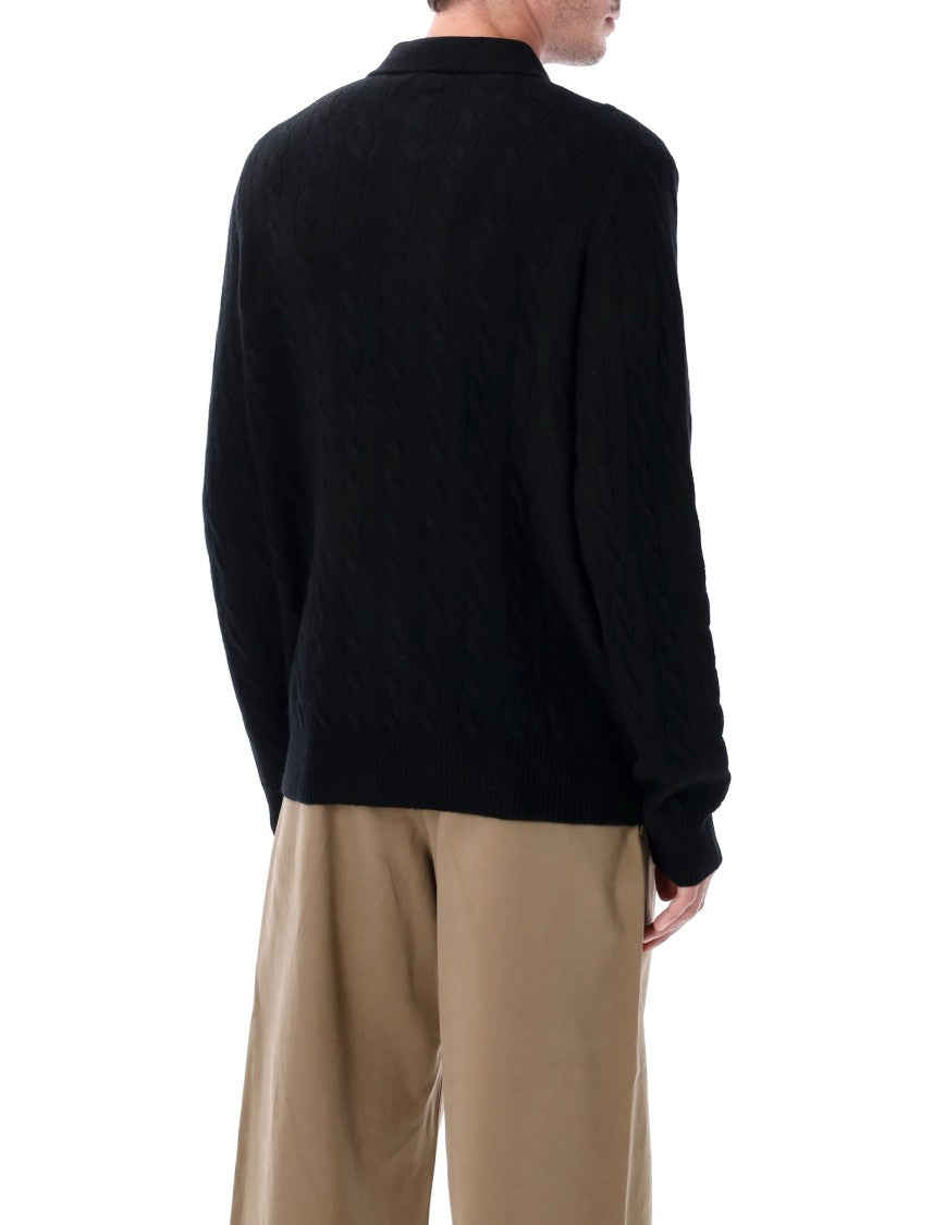 Polo Ralph Lauren Cable Knit Wool And Cashmere Polo Sweater