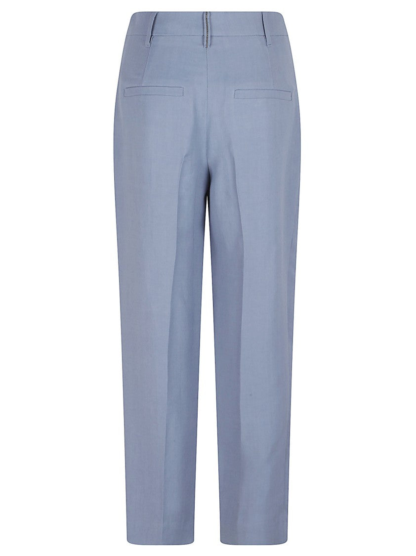 Brunello Cucinelli Tailored Blue Trousers With Straight-Leg Silhouette