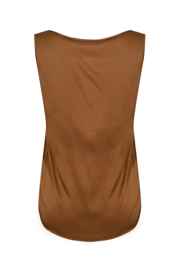 Max Mara Refined Brown Sleeveless Top With Scoop Neckline
