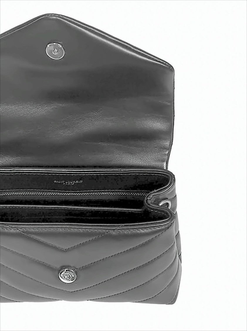 Saint Laurent Quilted Calf Leather Shoulder Bag With Adjustable Strap