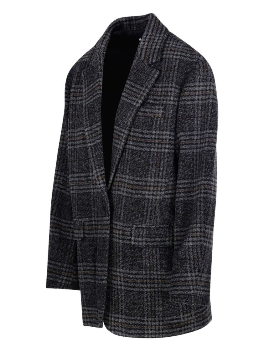 Isabel Marant Étoile Tailored Plaid Blazer With Single Button Closure
