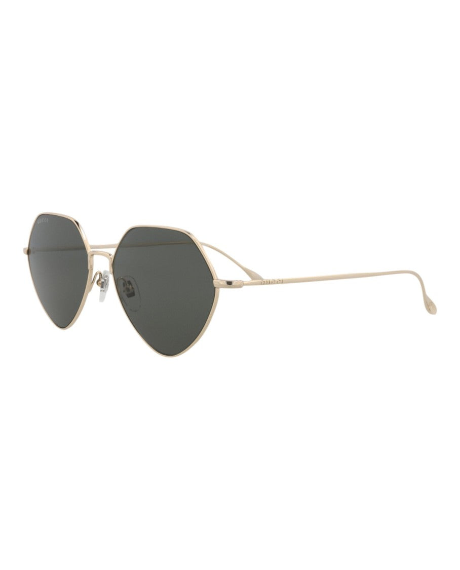 Gucci Square-Frame Metal Sunglasses With Velvet Case