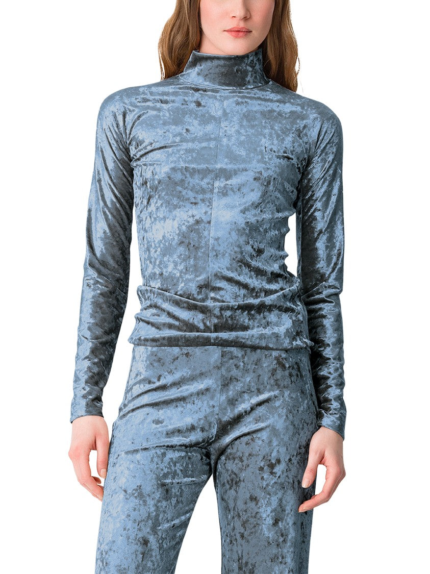 Forte Forte Iridescent Stretch Velvet Turtleneck T-Shirt