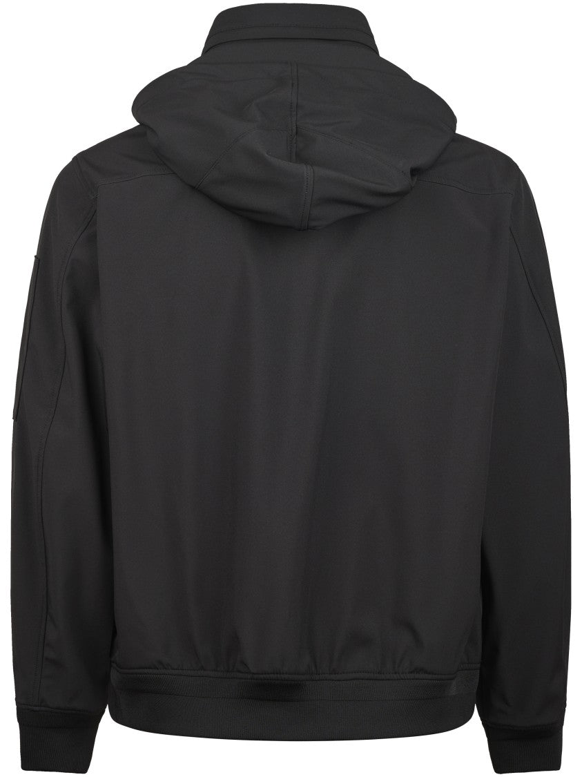 C.P. Company Matte Black Hooded Jacket With Distinctive Lens Detail