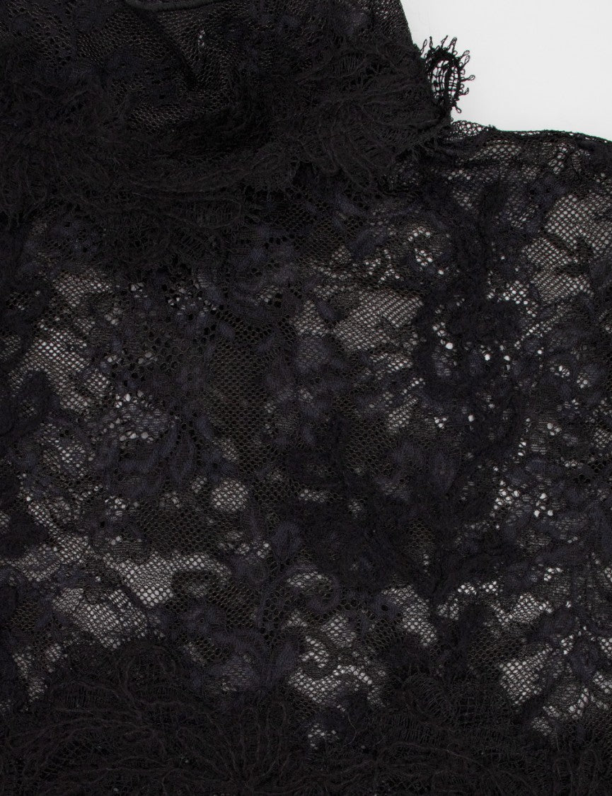 Ermanno Scervino Sheer Lace T-Shirt With Subtle Ruffle Detail