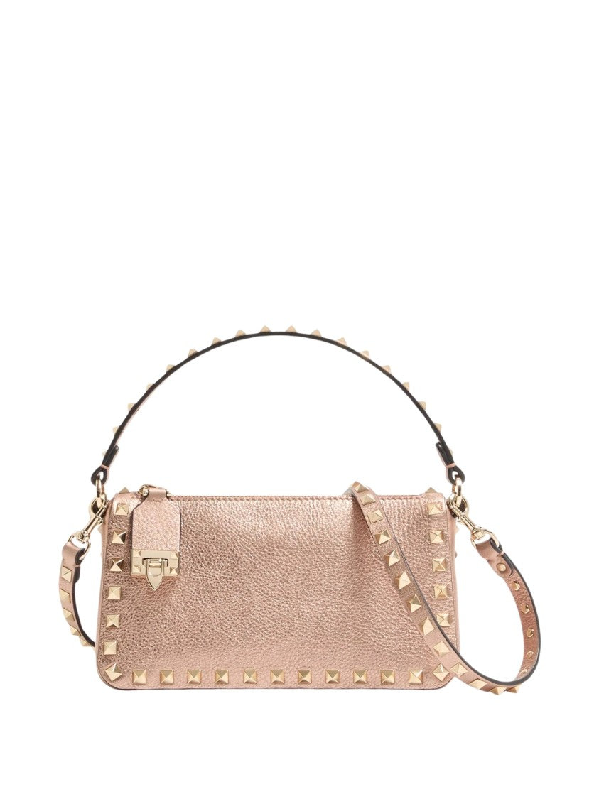 Valentino Pyramid Stud Metallic Finish Shoulder Bag