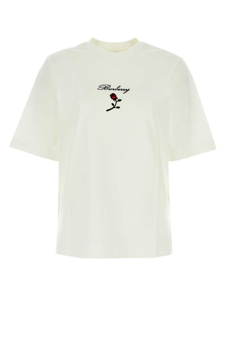 Burberry White Stretch Cotton T-Shirt