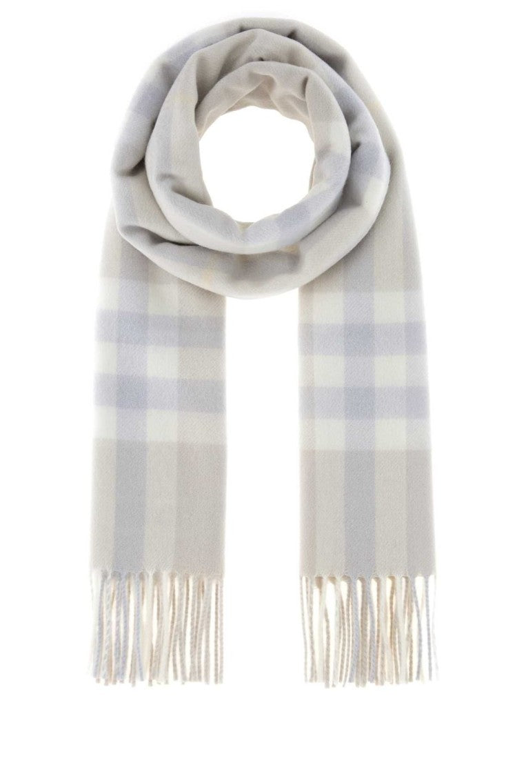 Burberry White Cashmere Scarf With Classic Design