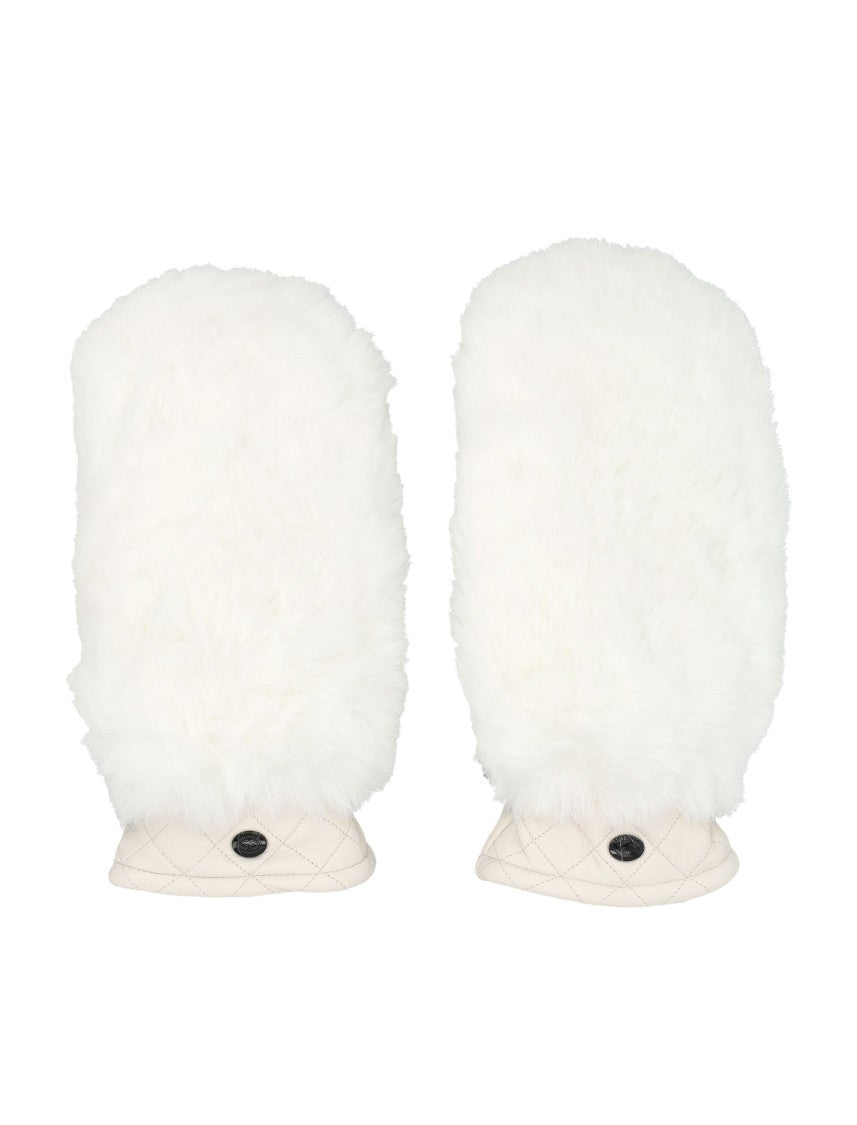 Goldbergh White Eco Fur Quilted Cuff Gloves